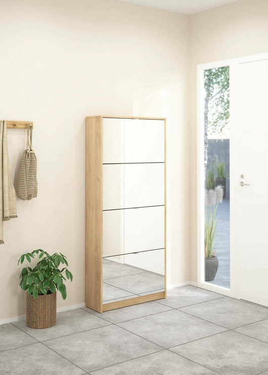 Scarpiera Aepytus, Mobile portascarpe, Armadio da ingresso multiuso, Mobiletto per calzature, 70x24 h162 cm, Rovere