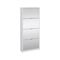 Scarpiera Aepytus, Mobile portascarpe, Armadio da ingresso multiuso, Mobiletto per calzature, 70x24 h162 cm, Bianco lucido
