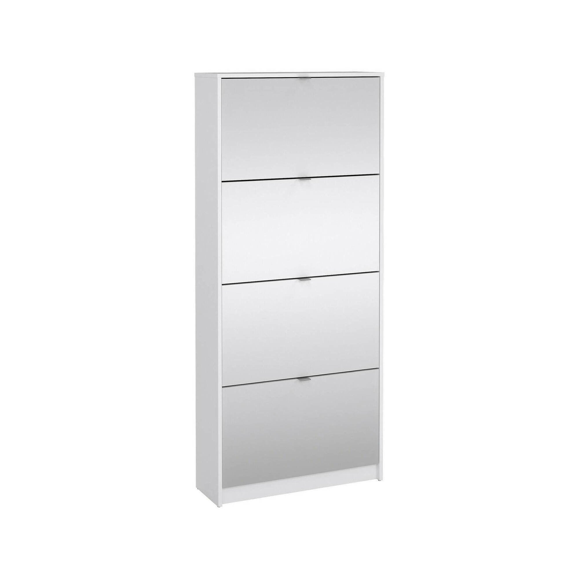 Scarpiera Aepytus, Mobile portascarpe, Armadio da ingresso multiuso, Mobiletto per calzature, 70x24 h162 cm, Bianco lucido
