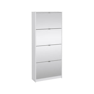 Scarpiera Aepytus, Mobile portascarpe, Armadio da ingresso multiuso, Mobiletto per calzature, 70x24 h162 cm, Bianco lucido