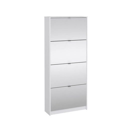 Scarpiera Aepytus, Mobile portascarpe, Armadio da ingresso multiuso, Mobiletto per calzature, 70x24 h162 cm, Bianco lucido