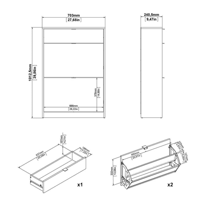 Scarpiera Theophile, Mobile portascarpe, Armadio da ingresso multiuso, Mobiletto per calzature, 70x24 h101 cm, Bianco