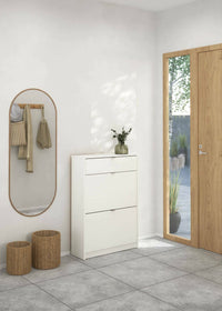 Scarpiera Theophile, Mobile portascarpe, Armadio da ingresso multiuso, Mobiletto per calzature, 70x24 h101 cm, Bianco