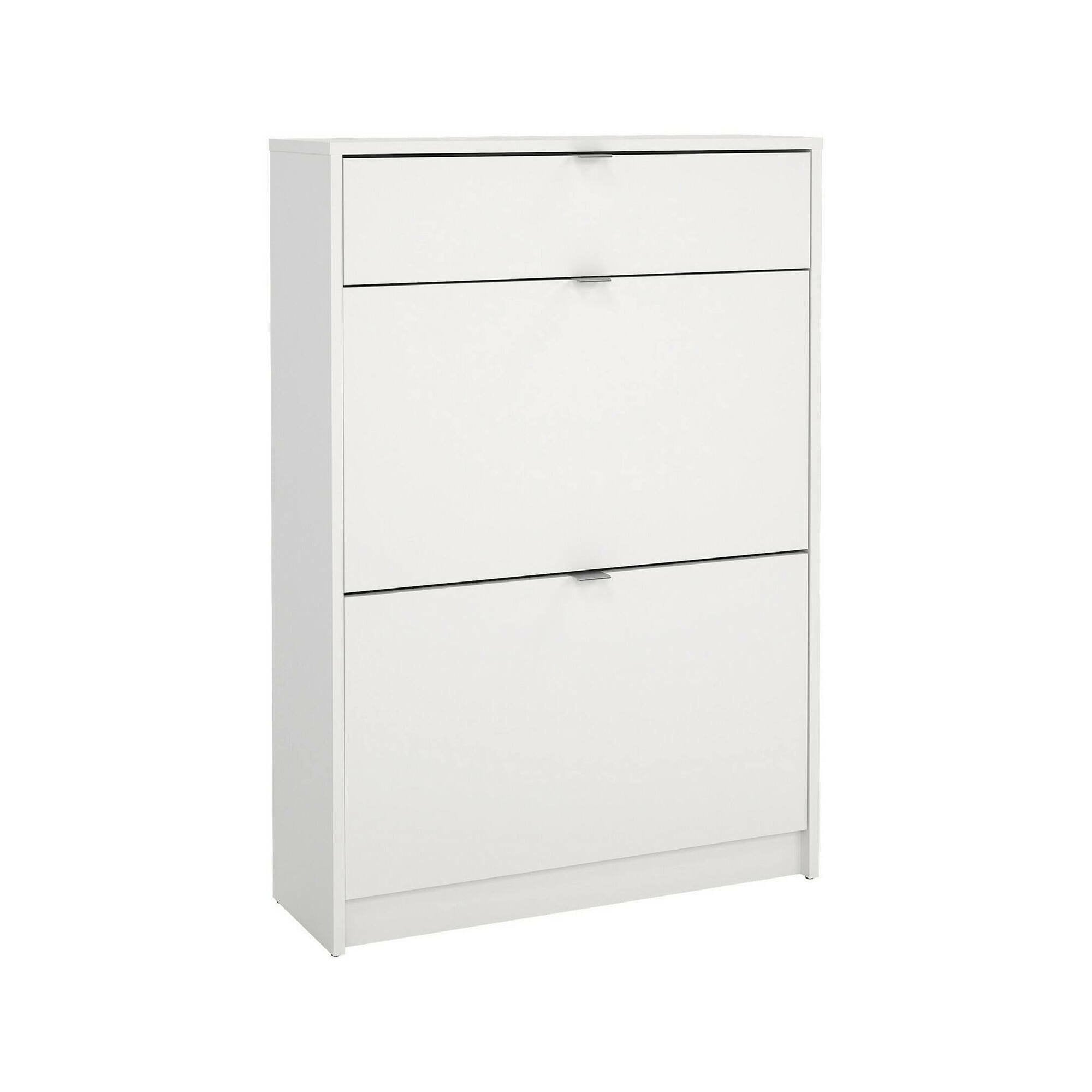 Scarpiera Theophile, Mobile portascarpe, Armadio da ingresso multiuso, Mobiletto per calzature, 70x24 h101 cm, Bianco