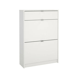 Scarpiera Theophile, Mobile portascarpe, Armadio da ingresso multiuso, Mobiletto per calzature, 70x24 h101 cm, Bianco