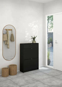 Scarpiera Theophile, Mobile portascarpe, Armadio da ingresso multiuso, Mobiletto per calzature, 70x24 h101 cm, Nero