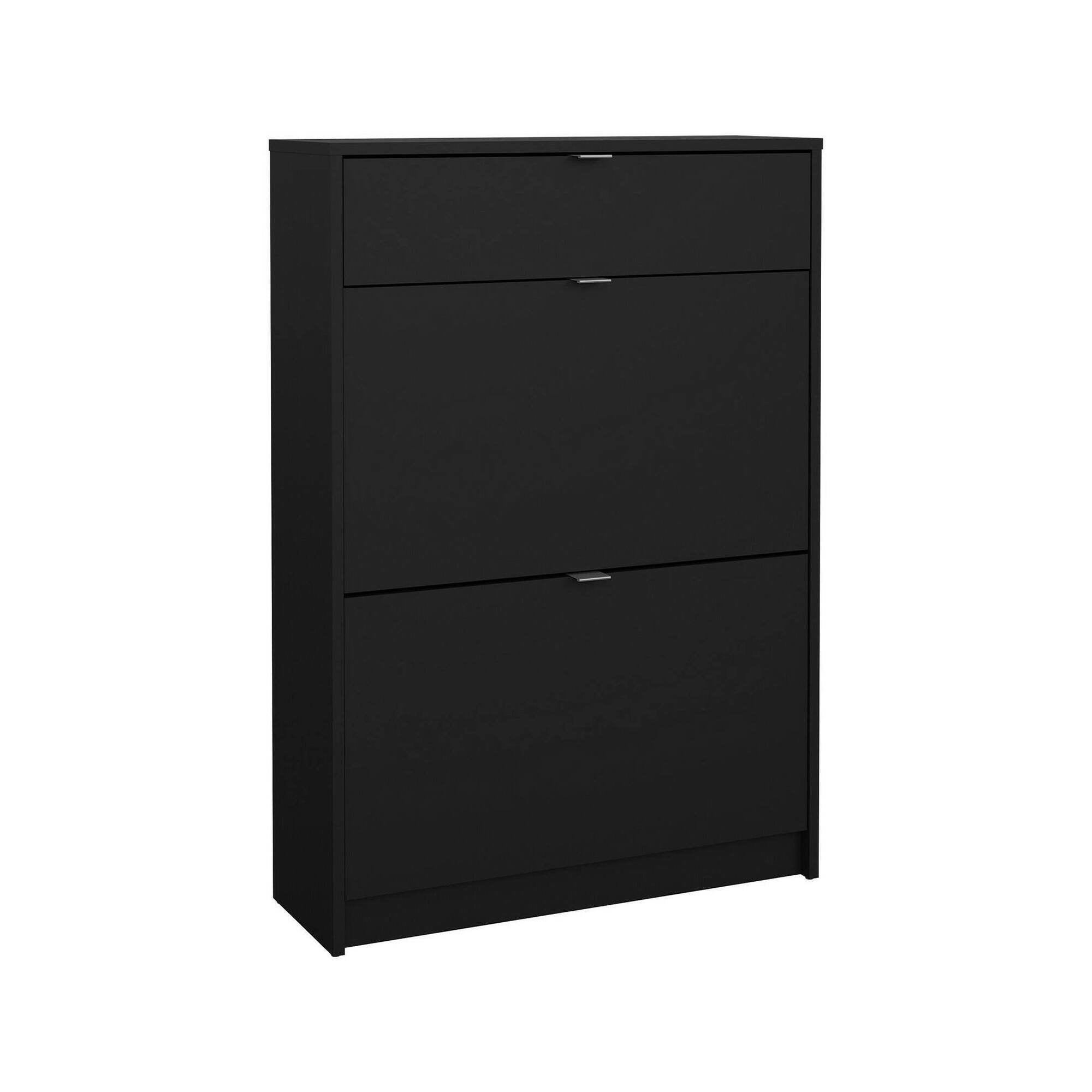 Scarpiera Theophile, Mobile portascarpe, Armadio da ingresso multiuso, Mobiletto per calzature, 70x24 h101 cm, Nero