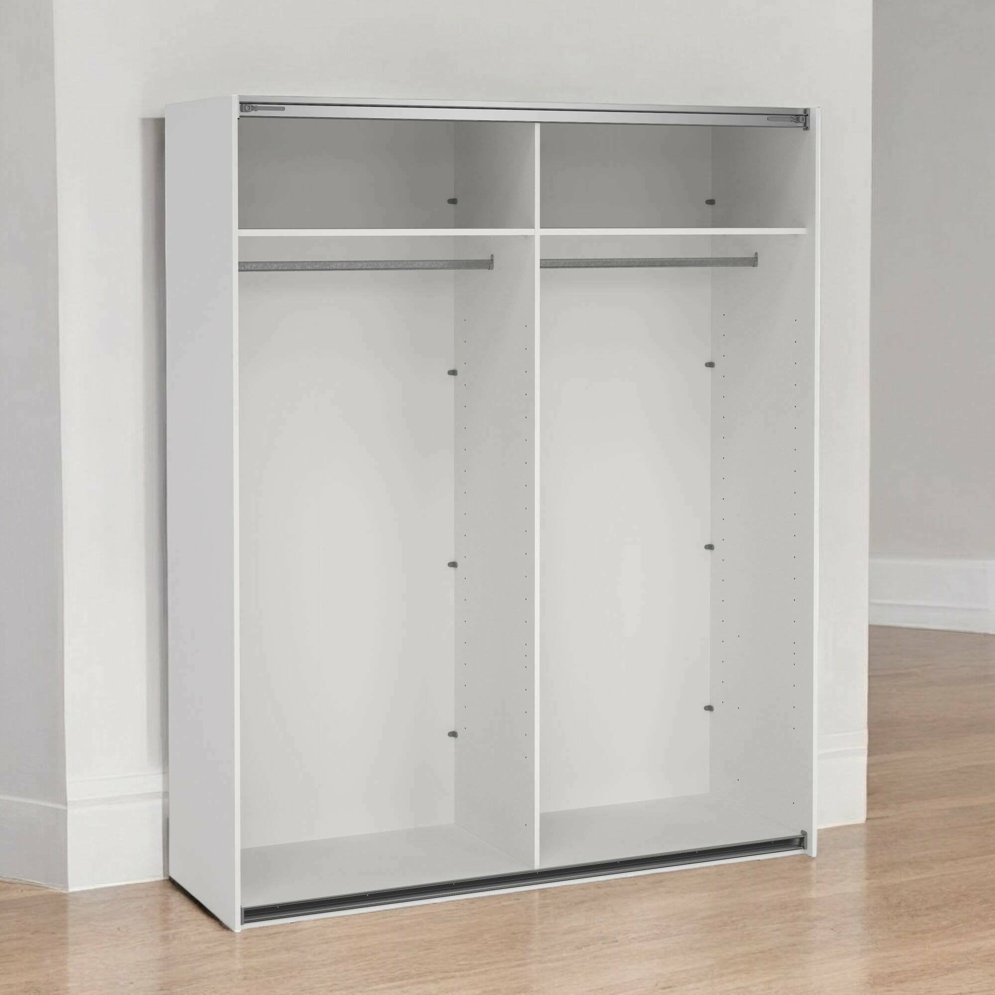 Armadio multiuso grande Hagupit, Mobile multifunzionale, Mobiletto scarpiera, Guardaroba porta scarpe, 179x62 h220 cm, Bianco