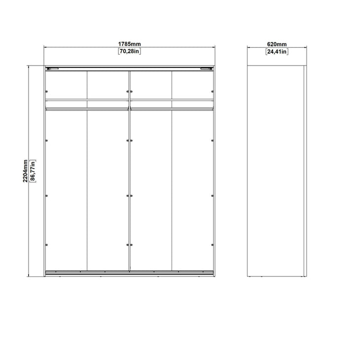 Armadio multiuso grande Hagupit, Mobile multifunzionale, Mobiletto scarpiera, Guardaroba porta scarpe, 179x62 h220 cm, Grigio