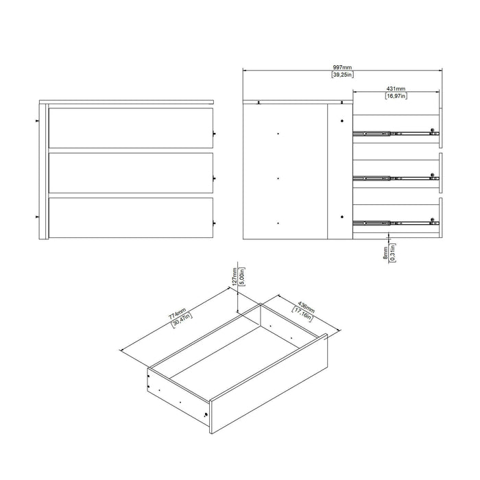 Cassettiera Boulogne, Settimino multiuso, Comò camera da letto, Mobile con cassetti, 87x55 h70 cm, Bianco