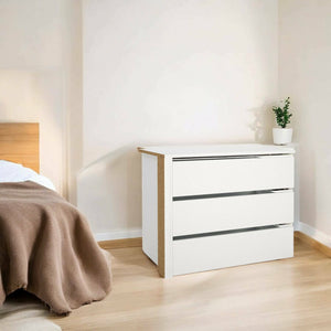 Cassettiera Boulogne, Settimino multiuso, Comò camera da letto, Mobile con cassetti, 87x55 h70 cm, Bianco
