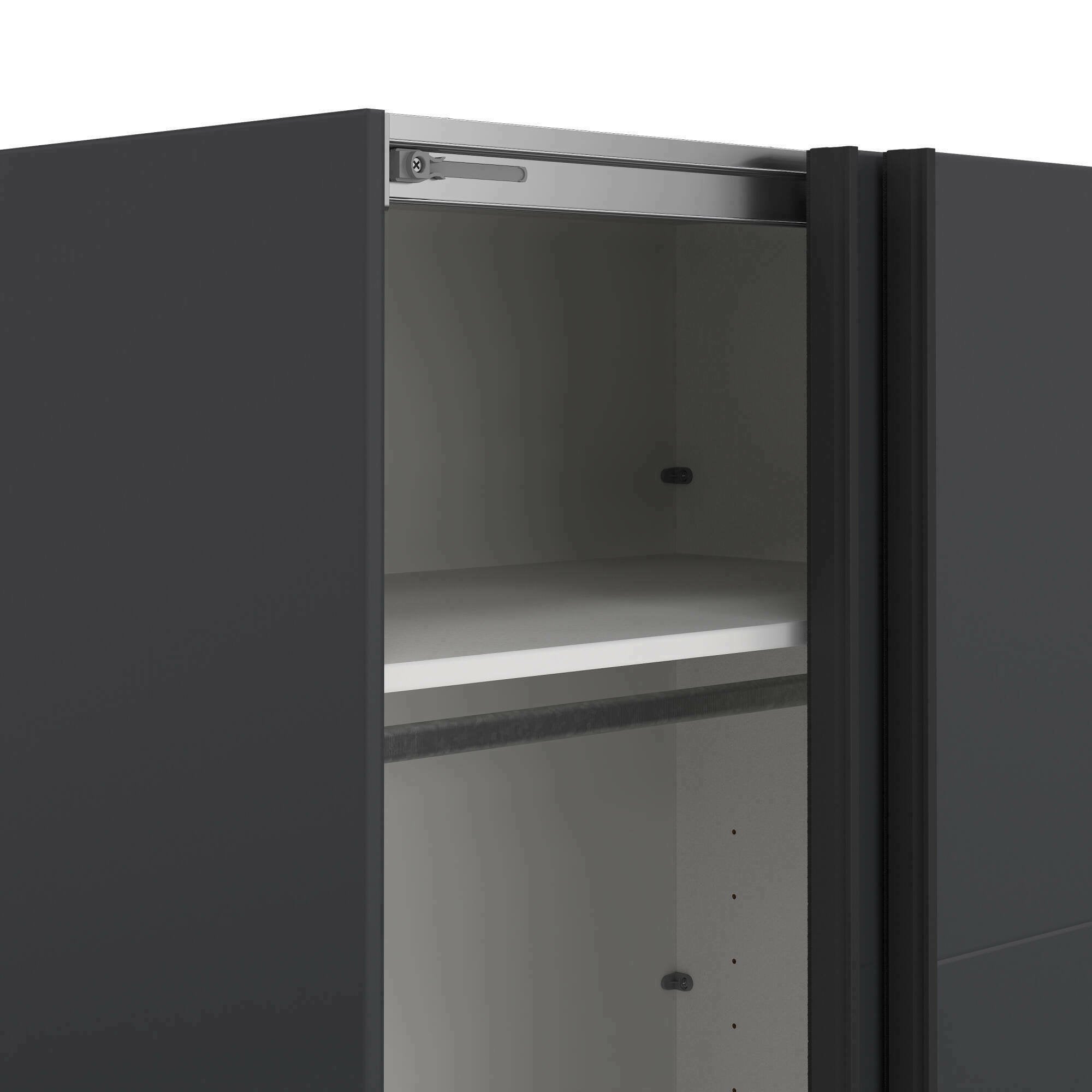 Armadio multiuso 2 ante Gomer, Mobile multifunzionale, Mobiletto scarpiera, Guardaroba porta scarpe, 179x65 h220 cm, Grigio