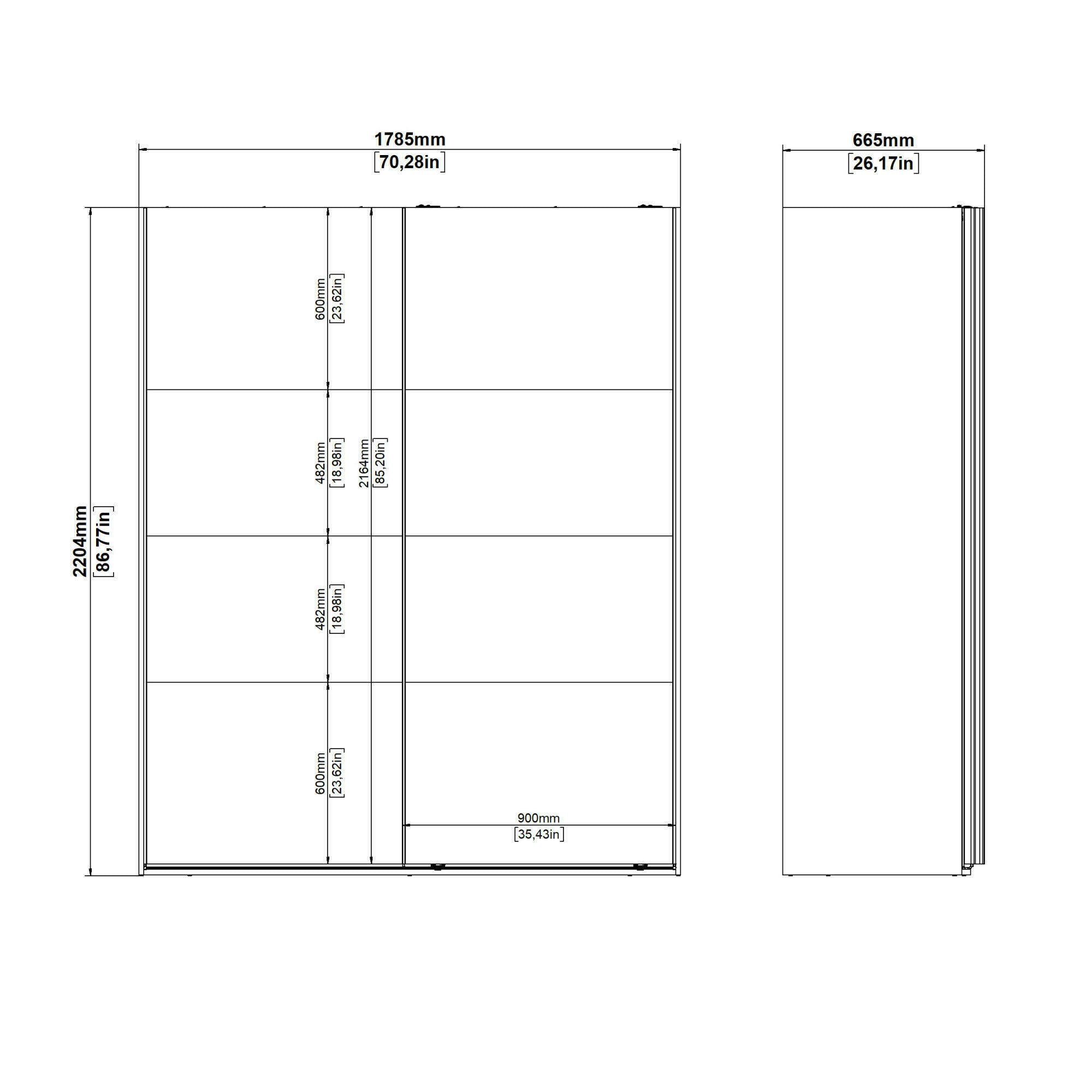 Armadio multiuso 2 ante Gomer, Mobile multifunzionale, Mobiletto scarpiera, Guardaroba porta scarpe, 179x65 h220 cm, Grigio