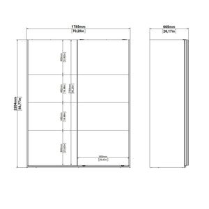 Armadio multiuso 2 ante Gomer, Mobile multifunzionale, Mobiletto scarpiera, Guardaroba porta scarpe, 179x65 h220 cm, Grigio