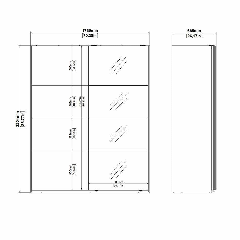 Guardaroba 2 ante Malakas, Mobile camera da letto, Cabina armadio portabiti, Armadio appendiabiti, 179x65 h220 cm, Bianco