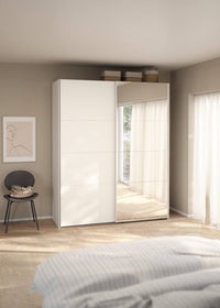 Guardaroba 2 ante Malakas, Mobile camera da letto, Cabina armadio portabiti, Armadio appendiabiti, 179x65 h220 cm, Bianco