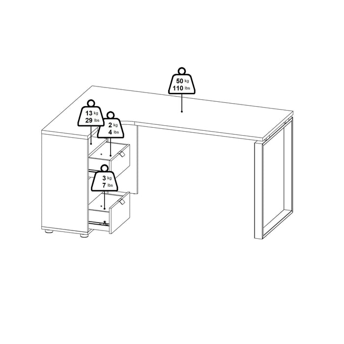 Scrivania Peipah, Scrittoio multiuso, Tavolo per ufficio porta PC, Piano di lavoro, 150x100 h76 cm, Rovere e Bianco