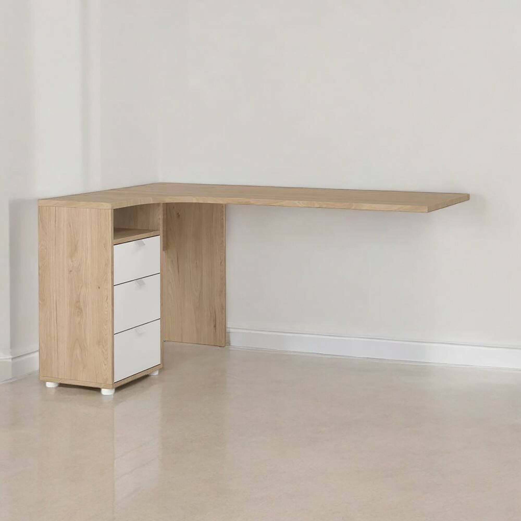 Scrivania Peipah, Scrittoio multiuso, Tavolo per ufficio porta PC, Piano di lavoro, 150x100 h76 cm, Rovere e Bianco