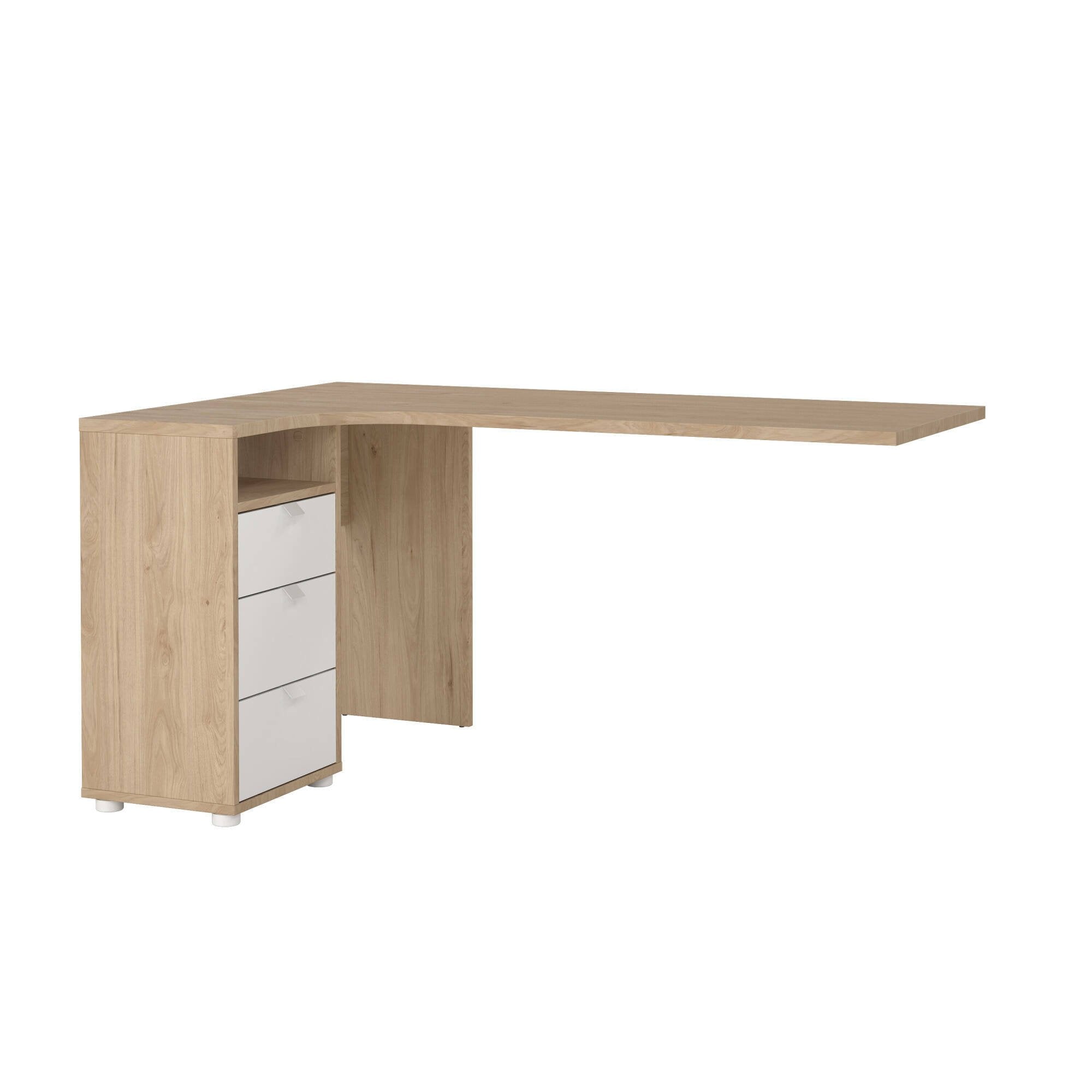 Scrivania Peipah, Scrittoio multiuso, Tavolo per ufficio porta PC, Piano di lavoro, 150x100 h76 cm, Rovere e Bianco