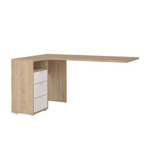 Scrivania Peipah, Scrittoio multiuso, Tavolo per ufficio porta PC, Piano di lavoro, 150x100 h76 cm, Rovere e Bianco