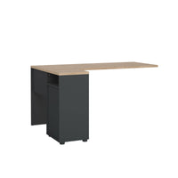 Scrivania Peipah, Scrittoio multiuso, Tavolo per ufficio porta PC, Piano di lavoro, 150x100 h76 cm, Rovere e Grigio