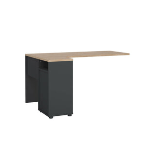 Scrivania Peipah, Scrittoio multiuso, Tavolo per ufficio porta PC, Piano di lavoro, 150x100 h76 cm, Rovere e Grigio