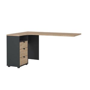 Scrivania Peipah, Scrittoio multiuso, Tavolo per ufficio porta PC, Piano di lavoro, 150x100 h76 cm, Rovere e Grigio