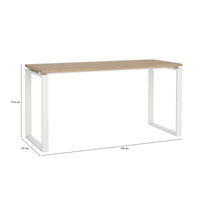 Scrivania Arignano, Scrittoio multiuso, Tavolo per ufficio porta PC, Piano di lavoro, 150x60 h76 cm, Rovere e Bianco