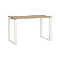 Scrivania Pierrot, Scrittoio multiuso, Tavolo per ufficio porta PC, Piano di lavoro, 120x60 h76 cm, Rovere e Bianco