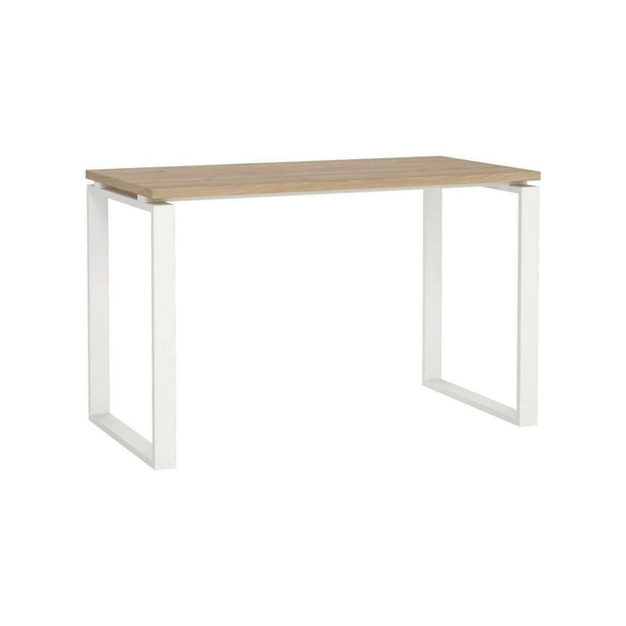 Scrivania Pierrot, Scrittoio multiuso, Tavolo per ufficio porta PC, Piano di lavoro, 120x60 h76 cm, Rovere e Bianco