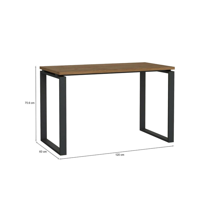 Scrivania Pierrot, Scrittoio multiuso, Tavolo per ufficio porta PC, Piano di lavoro, 120x60 h76 cm, Rovere e Grigio