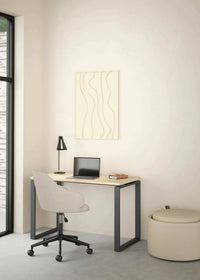 Scrivania Pierrot, Scrittoio multiuso, Tavolo per ufficio porta PC, Piano di lavoro, 120x60 h76 cm, Rovere e Grigio