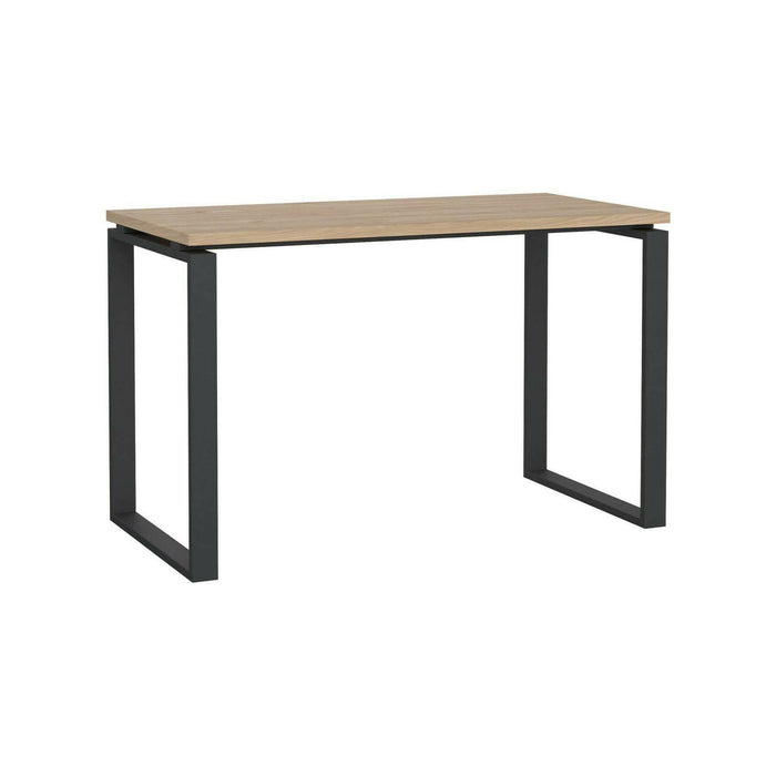 Scrivania Pierrot, Scrittoio multiuso, Tavolo per ufficio porta PC, Piano di lavoro, 120x60 h76 cm, Rovere e Grigio