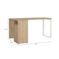 Scrivania Medard, Scrittoio multiuso, Tavolo per ufficio porta PC, Piano di lavoro, 150x100 h76 cm, Rovere e Bianco
