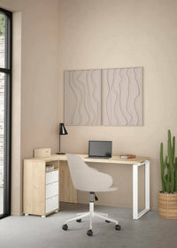 Scrivania Medard, Scrittoio multiuso, Tavolo per ufficio porta PC, Piano di lavoro, 150x100 h76 cm, Rovere e Bianco