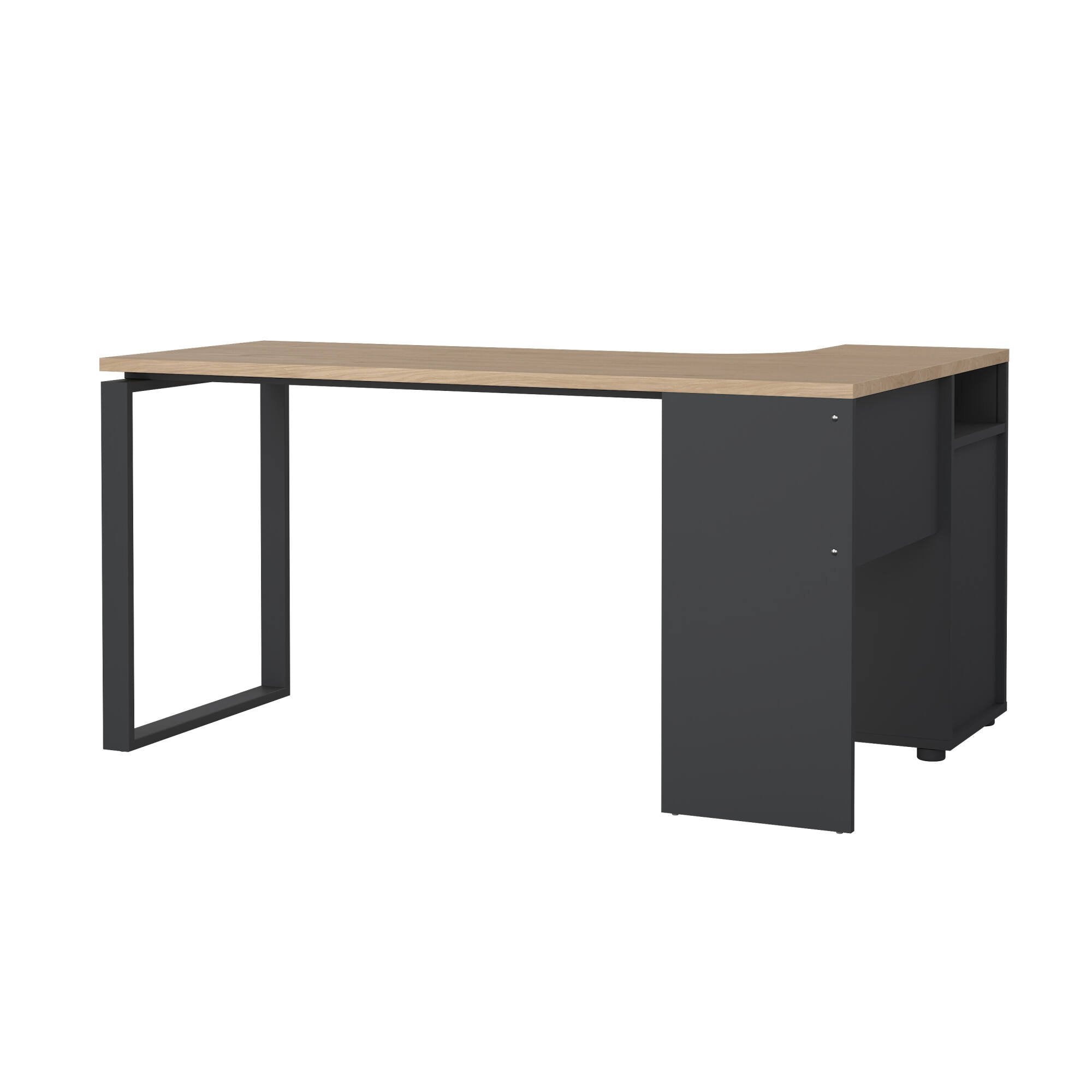 Scrivania Medard, Scrittoio multiuso, Tavolo per ufficio porta PC, Piano di lavoro, 150x100 h76 cm, Rovere e Grigio