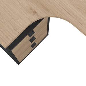 Scrivania Medard, Scrittoio multiuso, Tavolo per ufficio porta PC, Piano di lavoro, 150x100 h76 cm, Rovere e Grigio