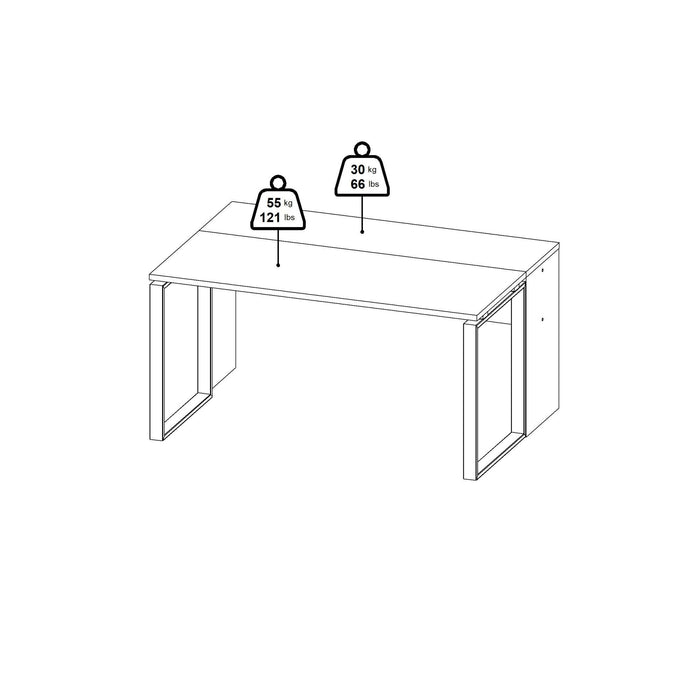 Scrivania Timothee, Scrittoio multiuso, Tavolo per ufficio porta PC, Piano di lavoro, 60x0 h76 cm, Rovere e Bianco