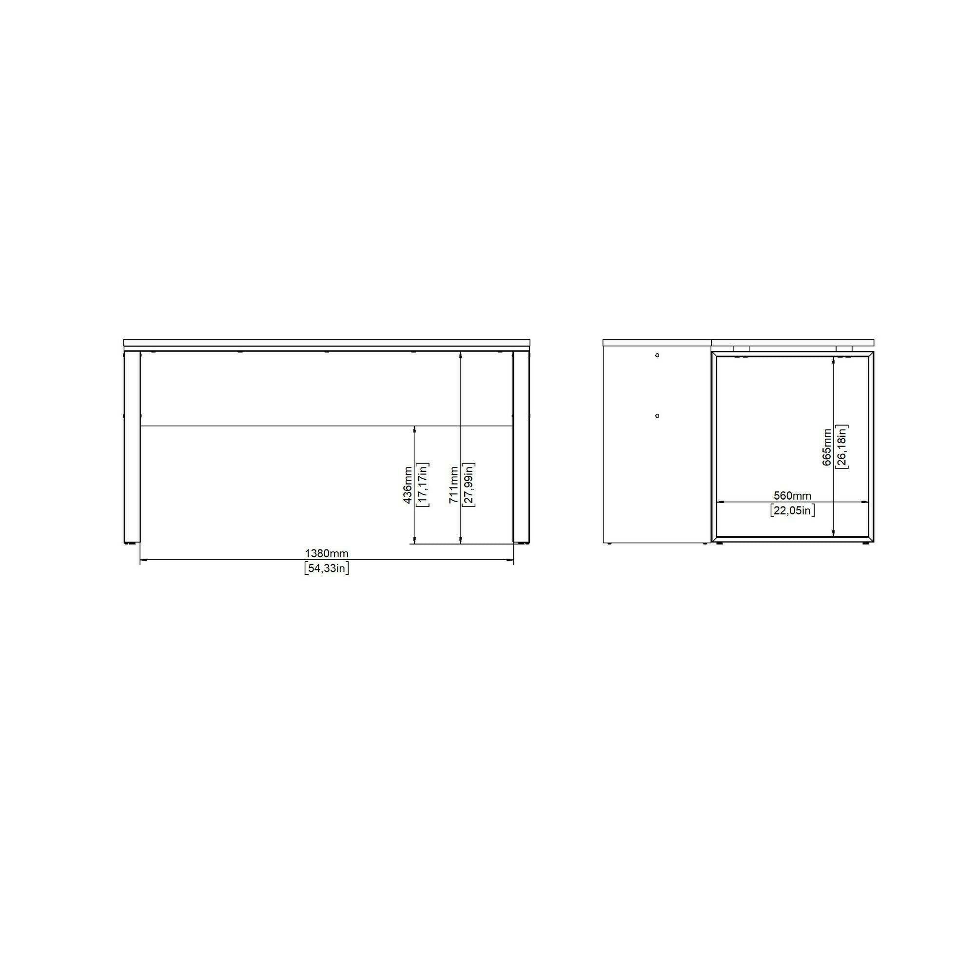 Scrivania Timothee, Scrittoio multiuso, Tavolo per ufficio porta PC, Piano di lavoro, 60x0 h76 cm, Rovere e Bianco