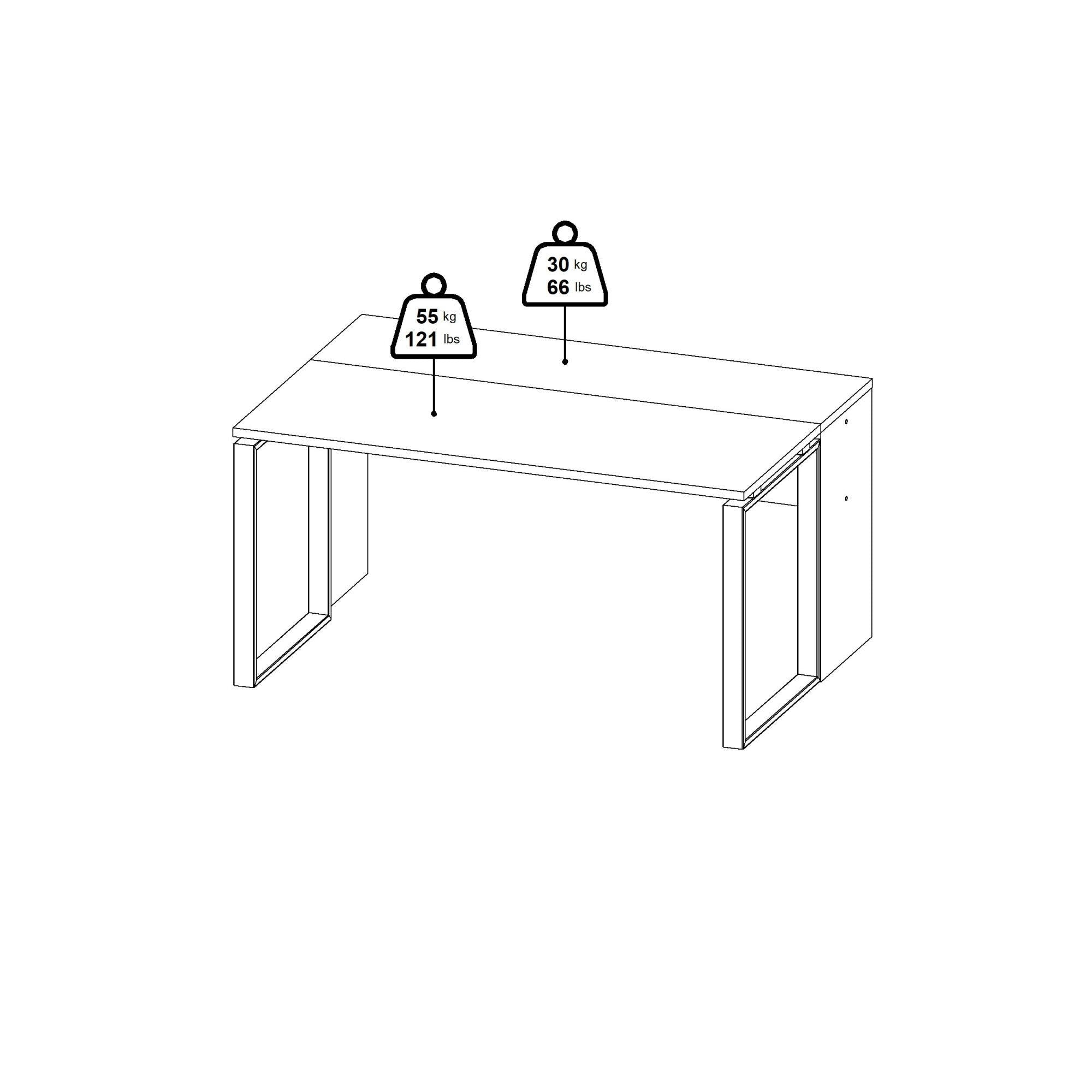 Scrivania Timothee, Scrittoio multiuso, Tavolo per ufficio porta PC, Piano di lavoro, 60x0 h76 cm, Rovere e Grigio