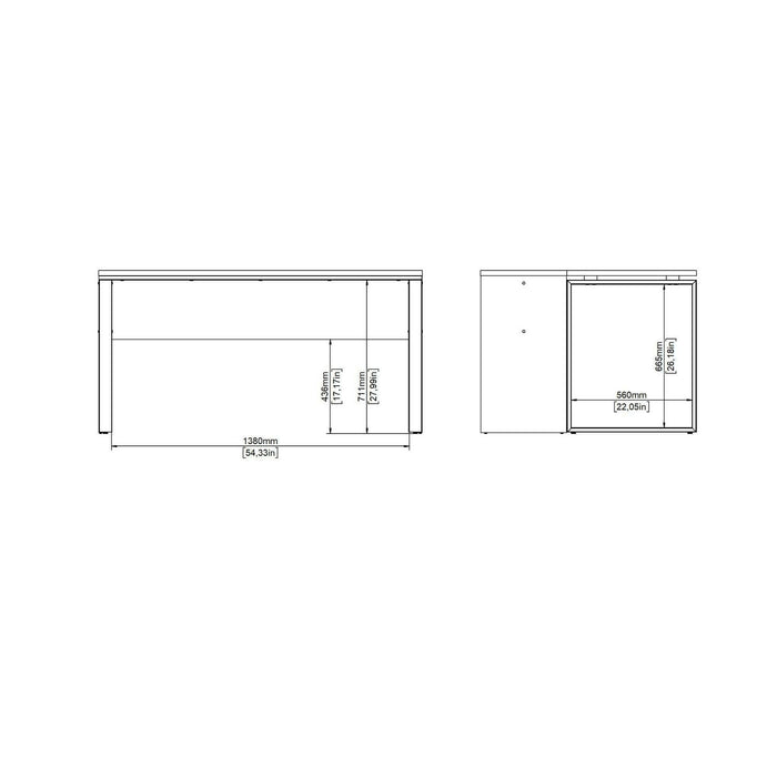 Scrivania Timothee, Scrittoio multiuso, Tavolo per ufficio porta PC, Piano di lavoro, 60x0 h76 cm, Rovere e Grigio