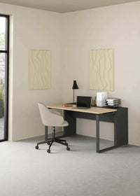 Scrivania Timothee, Scrittoio multiuso, Tavolo per ufficio porta PC, Piano di lavoro, 60x0 h76 cm, Rovere e Grigio
