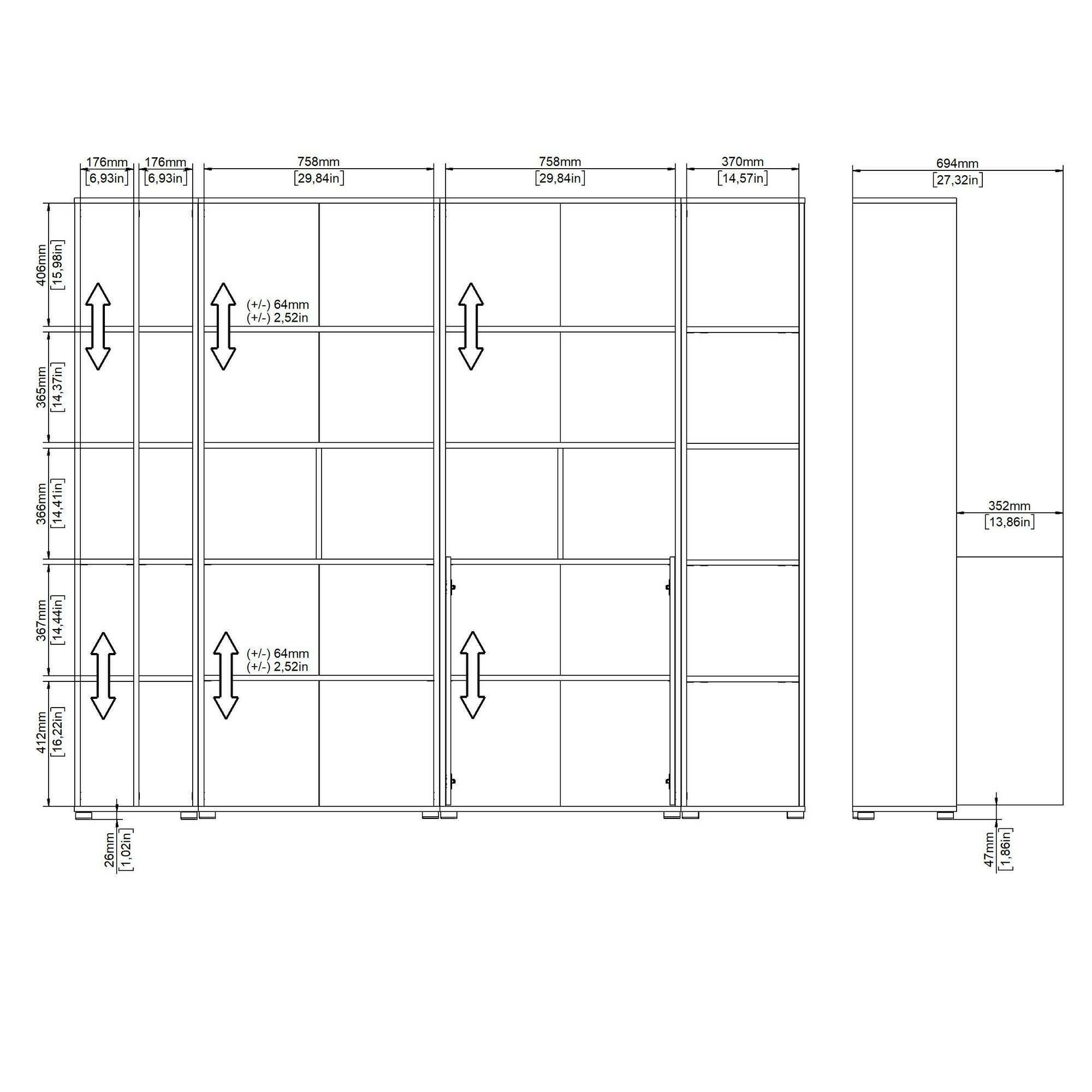 Parete attrezzata Litvjak, Composizione soggiorno, Mobile salotto multiuso, Armadio porta TV, 241x34 h205 cm, Rovere e Grigio