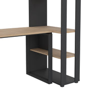 Scrivania Etienne, Scrittoio multiuso, Tavolo per ufficio porta PC, Piano di lavoro, 184x80 h205 cm, Rovere e Grigio