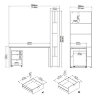Scrivania Etienne, Scrittoio multiuso, Tavolo per ufficio porta PC, Piano di lavoro, 184x80 h205 cm, Rovere e Grigio
