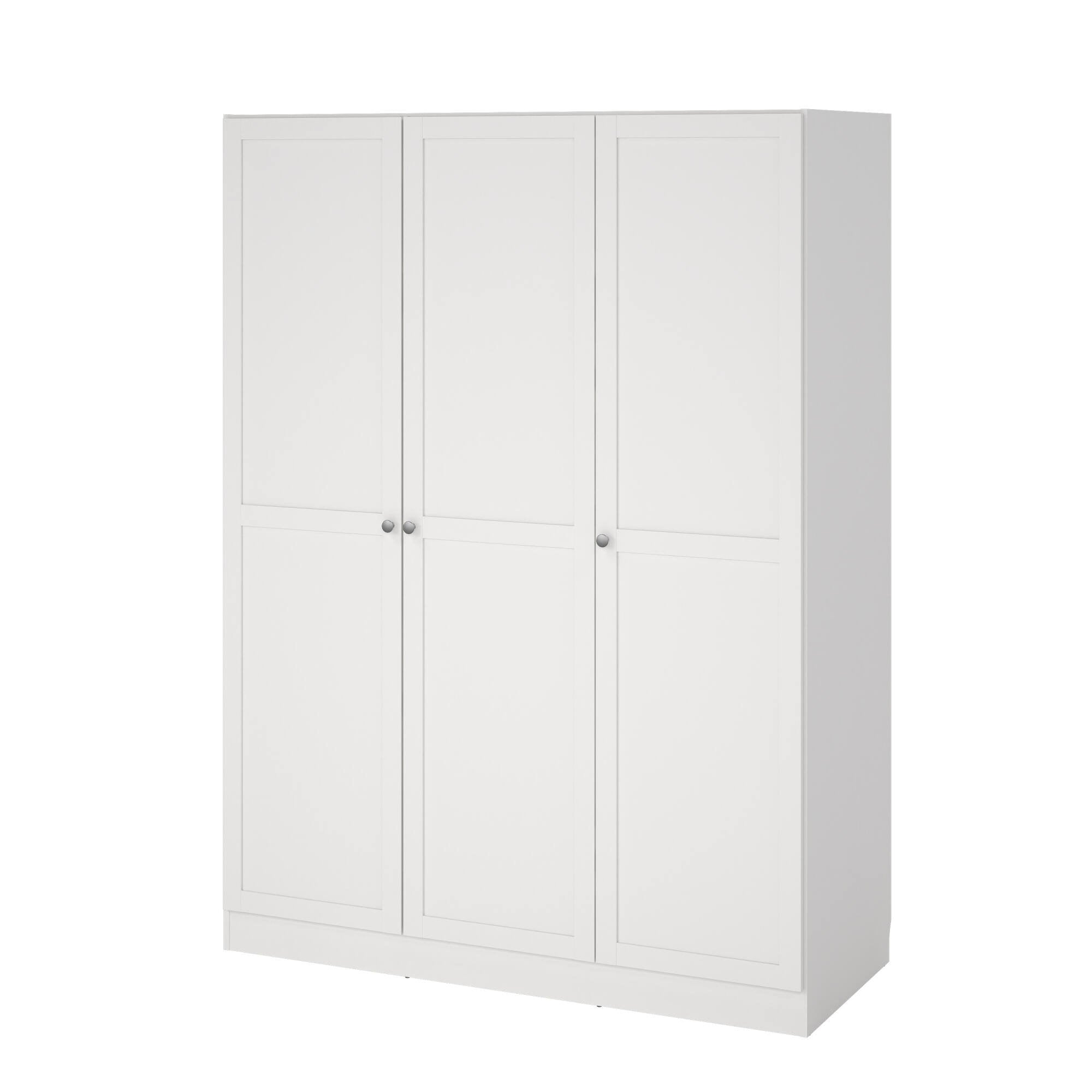 Guardaroba 3 ante Gener, Mobile camera da letto, Cabina armadio portabiti, Armadio appendiabiti, 147x62 h200 cm, Bianco