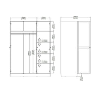 Guardaroba 3 ante Gener, Mobile camera da letto, Cabina armadio portabiti, Armadio appendiabiti, 147x62 h200 cm, Bianco