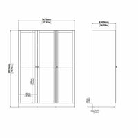 Guardaroba 3 ante Gener, Mobile camera da letto, Cabina armadio portabiti, Armadio appendiabiti, 147x62 h200 cm, Rovere