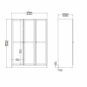 Guardaroba 3 ante Gener, Mobile camera da letto, Cabina armadio portabiti, Armadio appendiabiti, 147x62 h200 cm, Rovere
