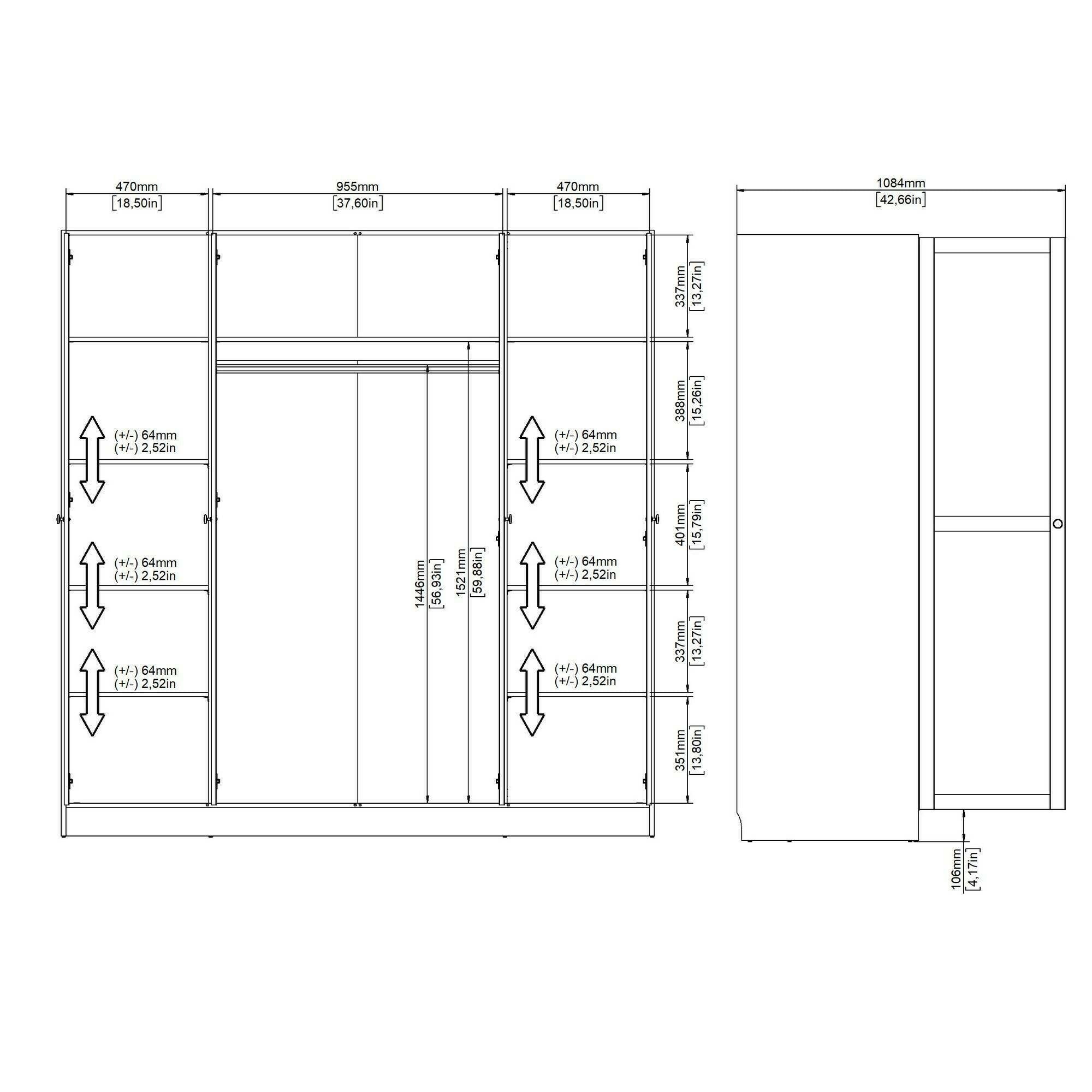 Guardaroba grande Presidenti, Mobile camera da letto, Cabina armadio portabiti, Armadio appendiabiti, 196x62 h200 cm, Bianco